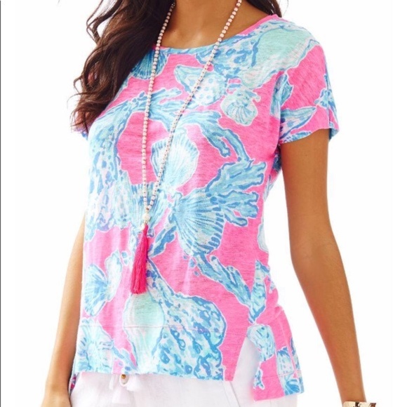 Lilly Pulitzer Tops - Lilly Pulitzer Mikela Pink Shells Shirt Size XXS